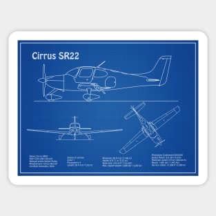 Cirrus SR22 - Airplane Blueprint - AD Sticker